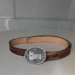 Longhorn Council Brown Leather Western Cowboy Belt 41" Ranch Rodeo